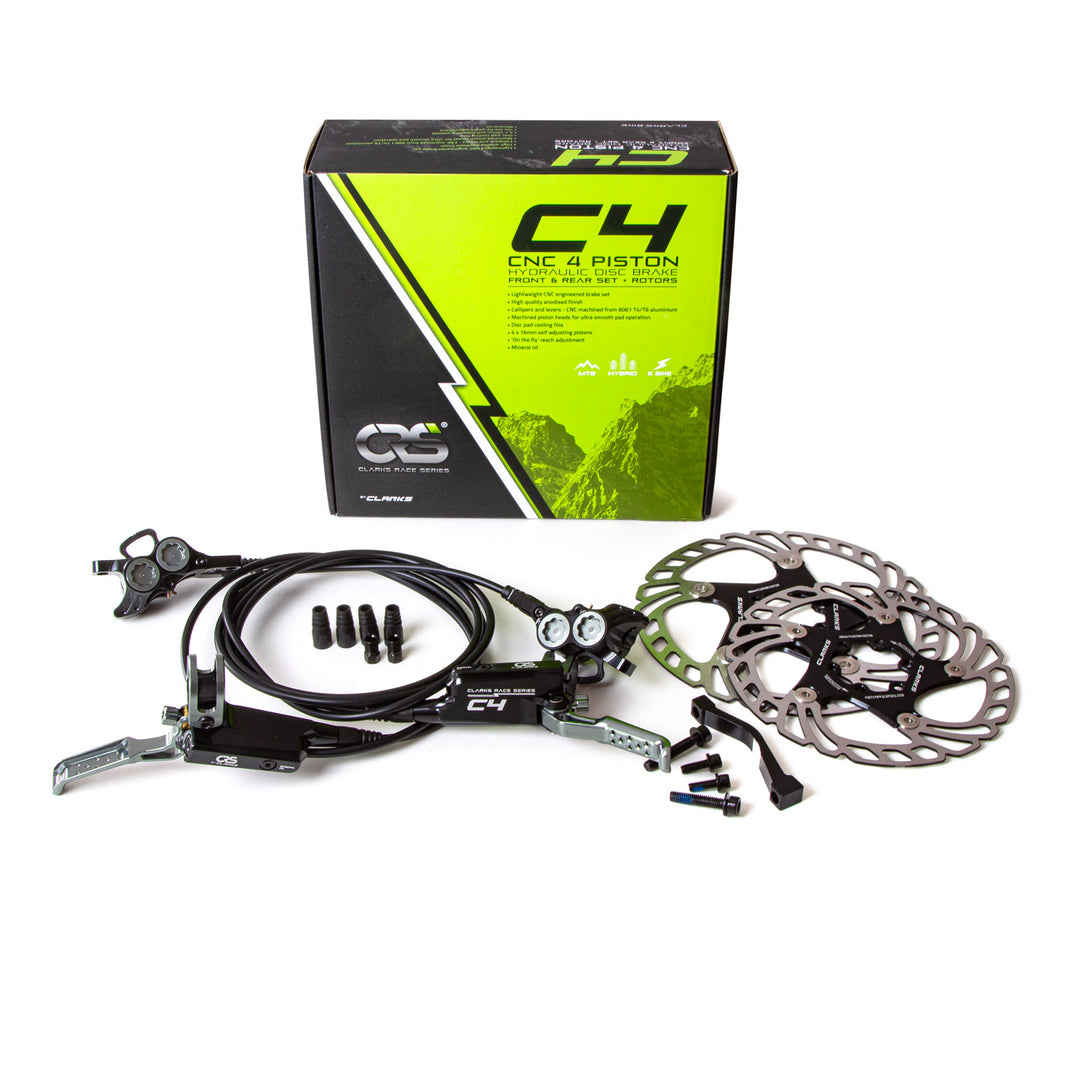 Clarks CRS C4 - 4 Piston Hydraulic brake set – Mud and Black