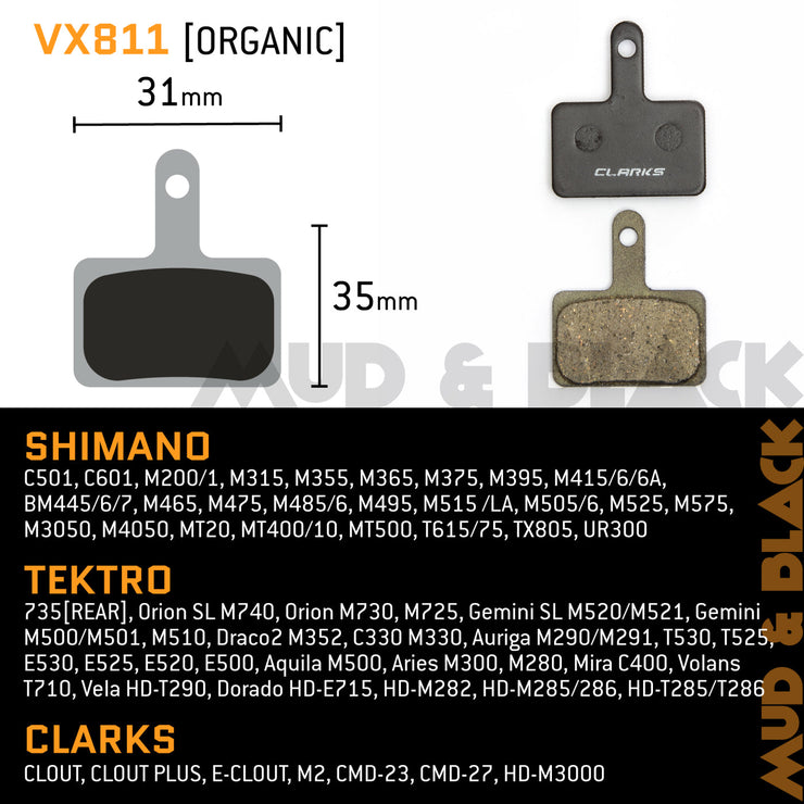 Clarks 160 Brake Rotor and Disc Pad Organic VX811 Shimano Tektro TRP Clarks